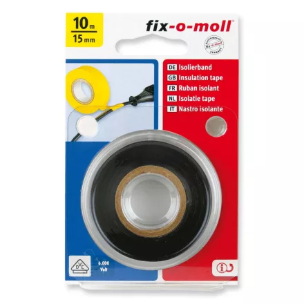 5 m x 38 mm szövet ragasztószalag, erősített fekete Fix-o-moll