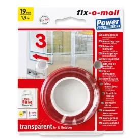   Power technikai ragasztószalag 40 kg, átlátszó, 1,5 m x 19 mm Fix-o-moll