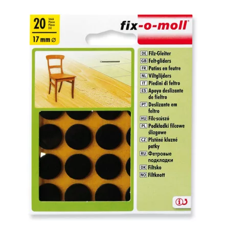 Csúsztatófilc, öntapadó, barna, 20 db 17 mm x 3,5 mm Fix-o-moll