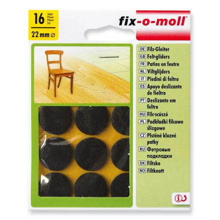 Csúsztatófilc, öntapadó, barna, 16 db 22 mm x 3,5 mm Fix-o-moll