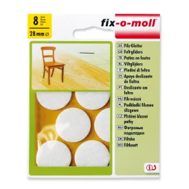   Csúsztatófilc, öntapadó, fehér, 8 db 28 mm x 3,5 mm Fix-o-moll