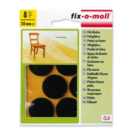 Csúsztatófilc, öntapadó, barna, 8 db 28 mm x 3,5 mm Fix-o-moll