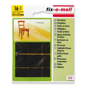   Csúsztatófilc, öntapadó, barna, 16 db 22 mm x 22 mm Fix-o-moll